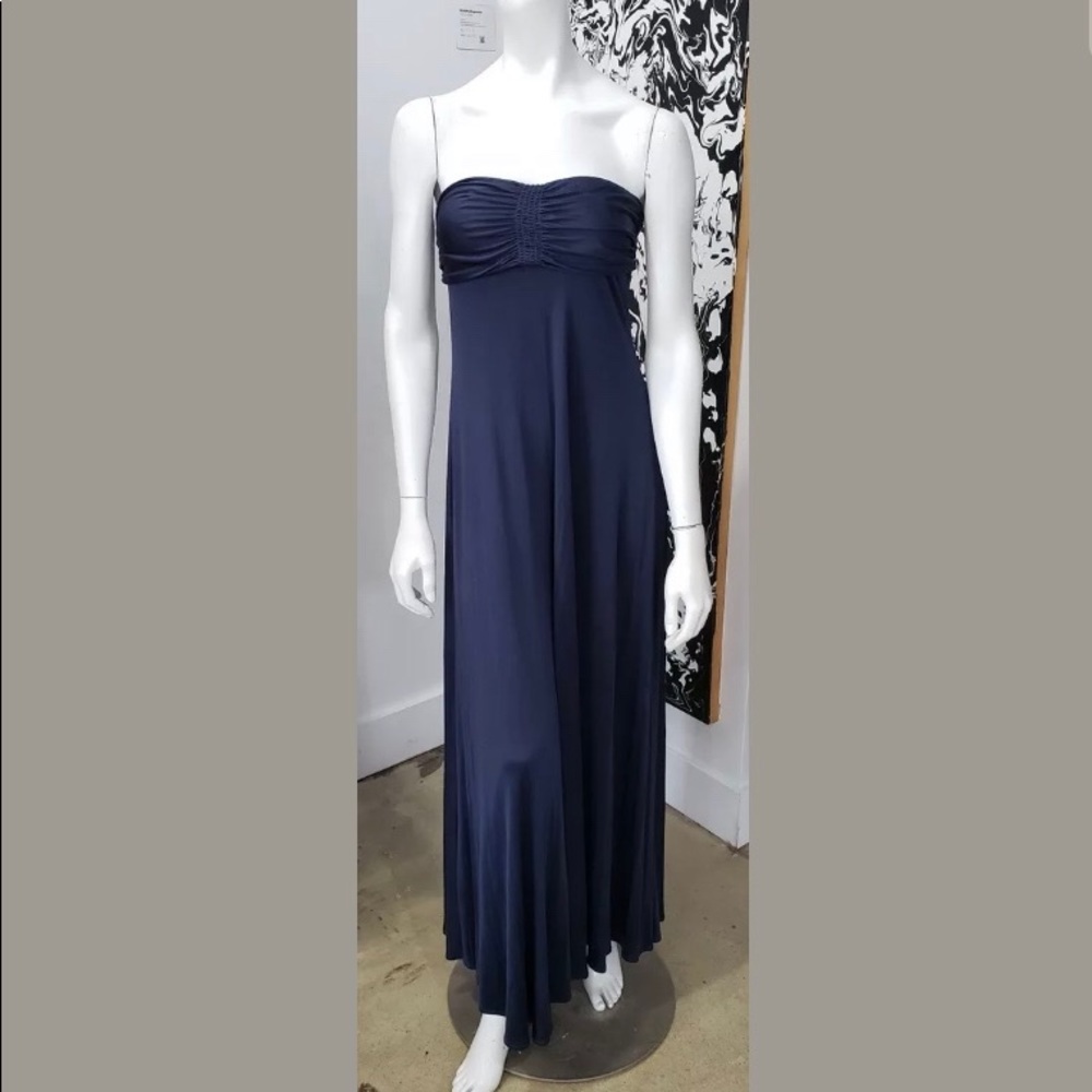 VTG Blue Strapless Palazzo Pant Romper Jumpsuit XS